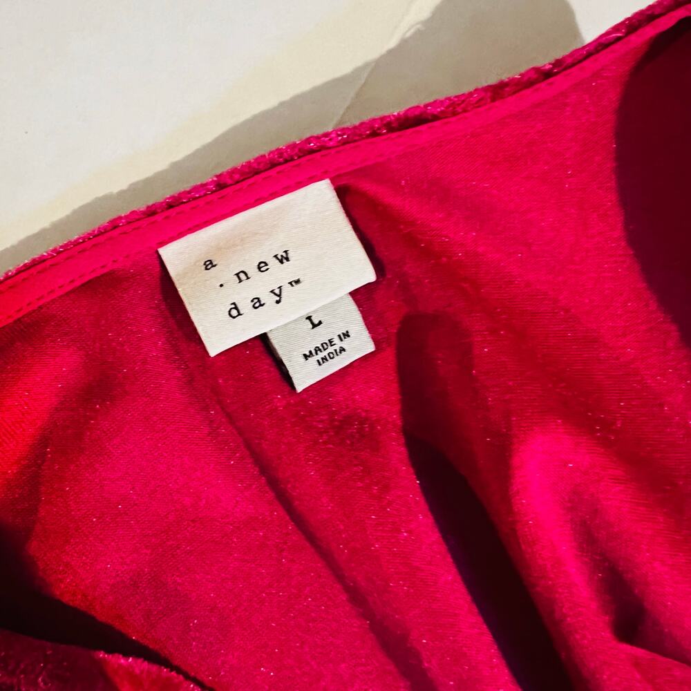 A New Day Pink Crushed Velvet Long Sleeve Jumpsuit Size L Large - Picture 6 of 7